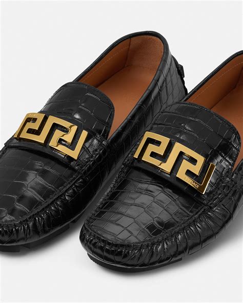 versace white leather loafer|Versace greca loafers male black.